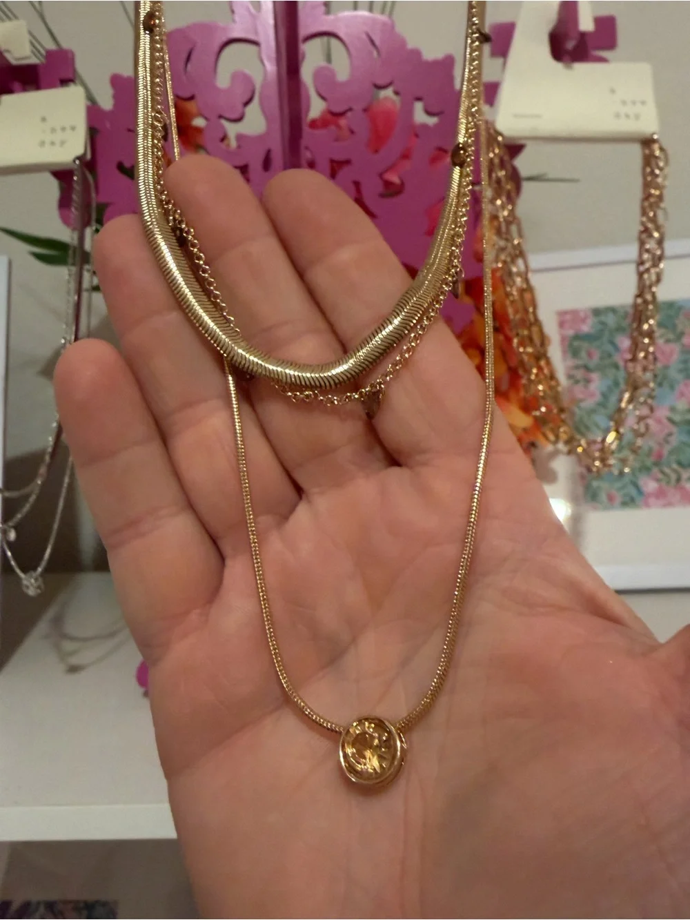 a new day Gold Multi-Layer Pendant Necklaces set of 3